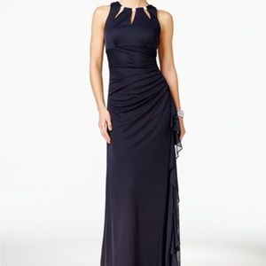 SIZE 16 NAVY BLUE EVENING GOWN OR PROM DRESS